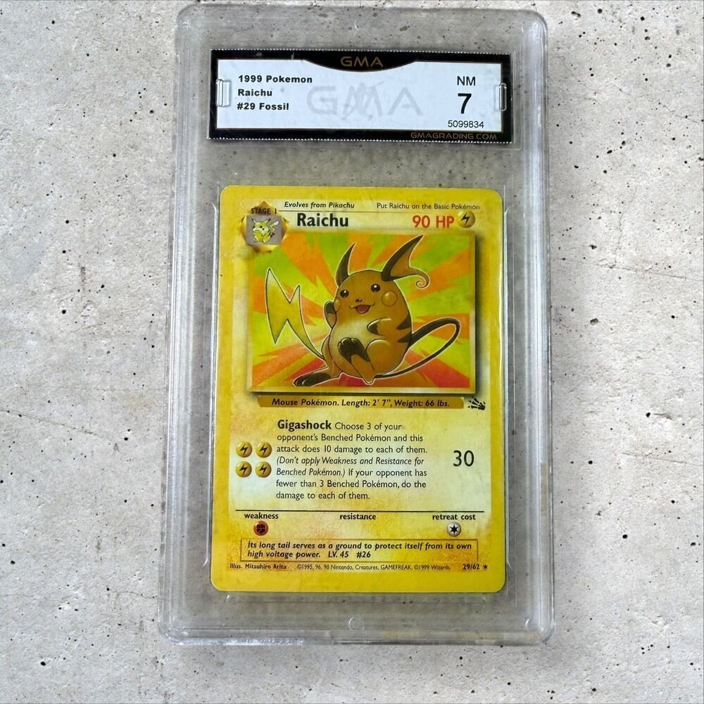 Raichu 29/62 Fossil Regular Non-Holo GMA Grade 7